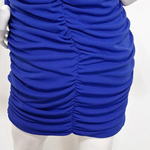 Zara NEW Blue 3D Floral Cut Out Boho Romantic Ruched Strapless Mini Dress XL - Picture 7 of 10